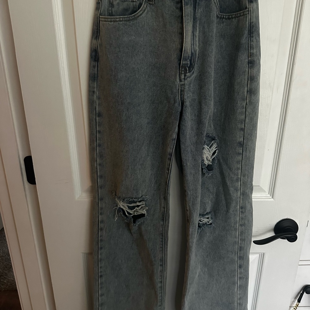 Women's Distressed Gray Jeans